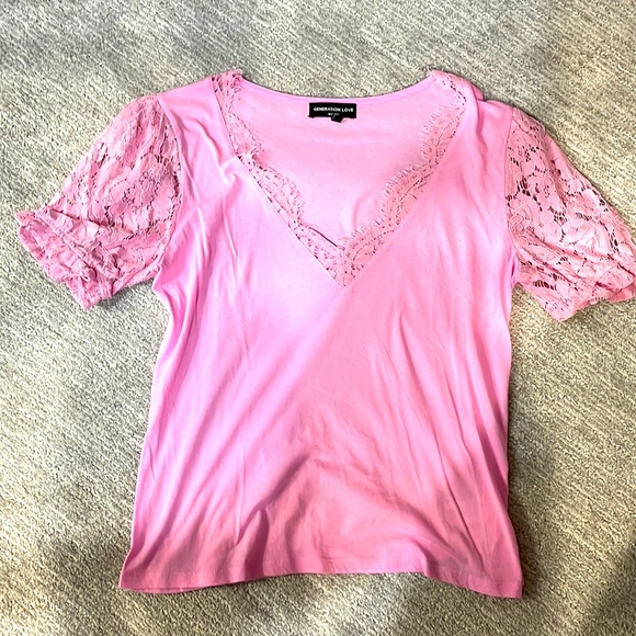 Generation Love pink t with lace details - Picture 1 of 3